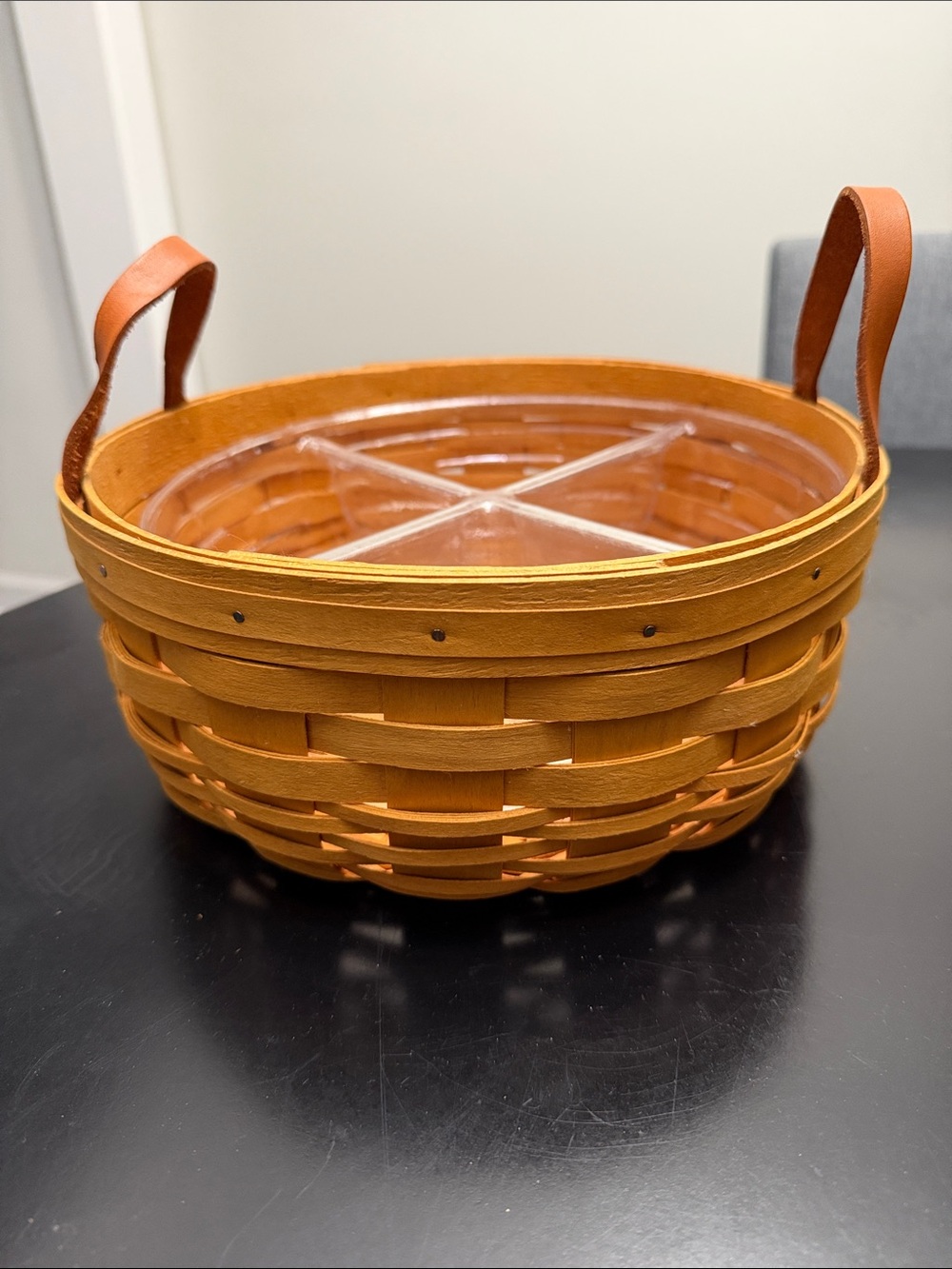 Longaberger 1999 Darning Basket with Leather Handles